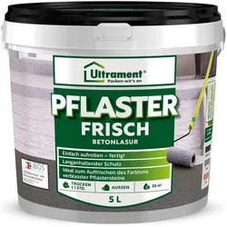 Ultrament, Künstlerfarbe + Bastelfarbe, Pflaster Frisch 5 L Anthrazit Betonlasur aussen für Pflastersteine & (5000 ml)