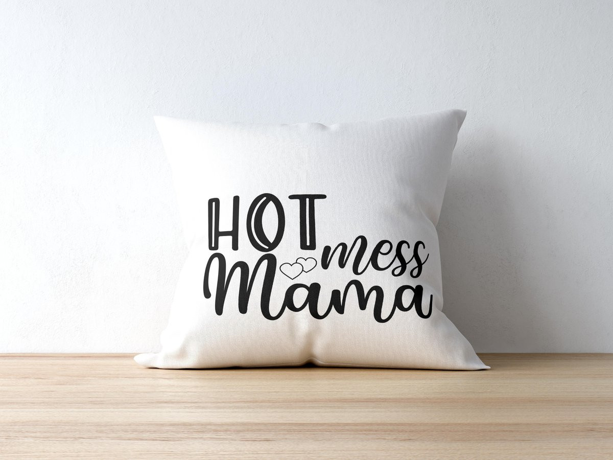 Sierkussen Hot Mess Mama met tekst voor Moederdag, Polyester