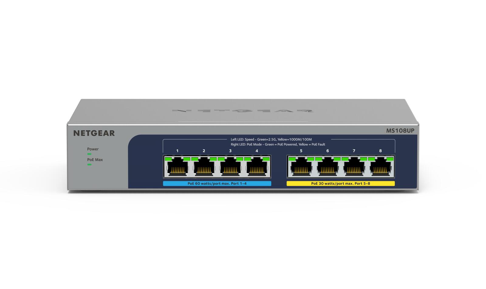 Netgear 8-Port-Multi-Gigabit (2,5G) Ultra60-PoE++ Ethernet Switch MS108UP-100EUS