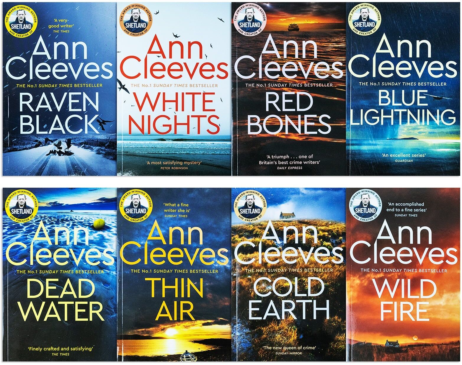 MACMILLAN Ann Cleeves Shetland Series Collection 8 Books Set Books 1-8 - Blue Lightning, Raven Black, White Nights and More