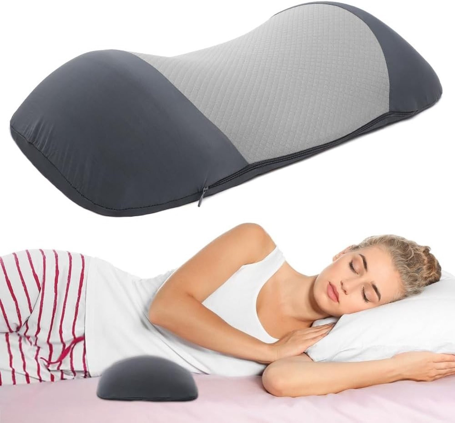 Merkloos Ergonomisch Lumbar Swirl Kussen van Geheugenfoam voor Optimale Rugsteun, Zwart