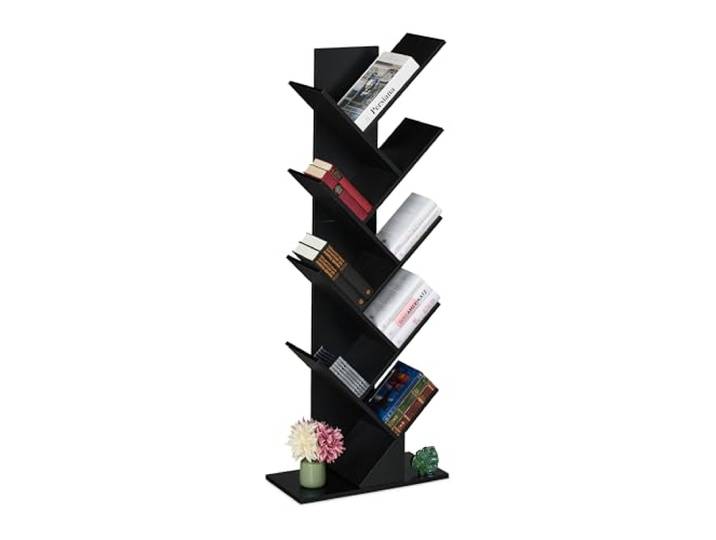 Relaxdays Bücherregal, 9 Ebenen, HBT: 138 x 51 x 25 cm, schwarz