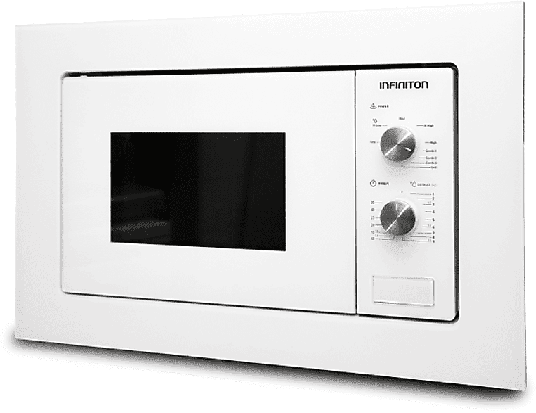 Microondas con grill integrable - Infiniton IMW-WHITE1720, 20 L, 800W, Defrost, Display LED, Blanco