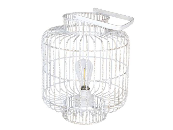 Lampe blanche en métal patiné or transportable led
