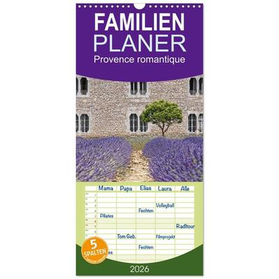 Familienplaner 2026 - Provence romantique mit 5 Spalten (Wandkalender, 21 x 45 cm) CALVENDO