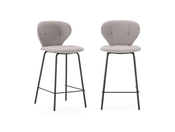 Calicosy Hockern (Set aus 2) mit schwarzen metallbeinen - maura 45/52/67 cm, Beige, Kunststoff, 52x67x45 cm, Esszimmer, Barmöbel, Barhocker