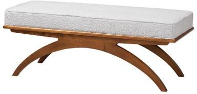 Orella Japandi Cream Boucle Fabric And Walnut Brown Finished Wood Bench by Baxton Studio in Grey Walnut Brown