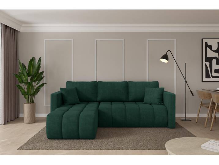 ALTDECOR Ecksofa mit Schlaffunktion und Bettkasten - GARD-L - 226x146x85 - Grün - Corner Sofa Eckcouch Couch L-Form, links/rechts angeordnet, Schlafcouch Ausziehbar Wohnlandschaft