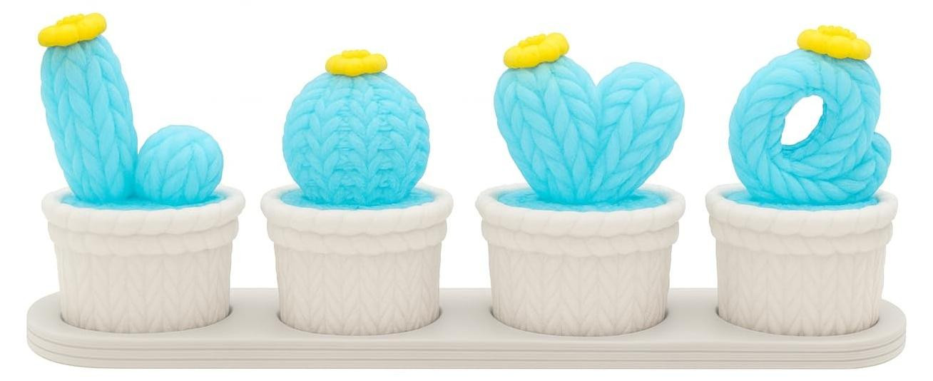 Set van 4 decoratieve dozen Kaktus met Liefde in mini-bloempotten