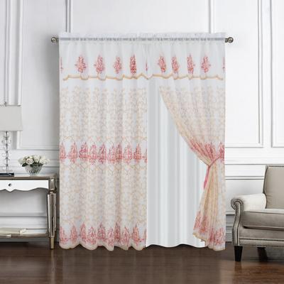 RT Designer Collection "Ella Embroidered Timeless Elegance Window Curtain with Attached Valance - 54"" x 84"""