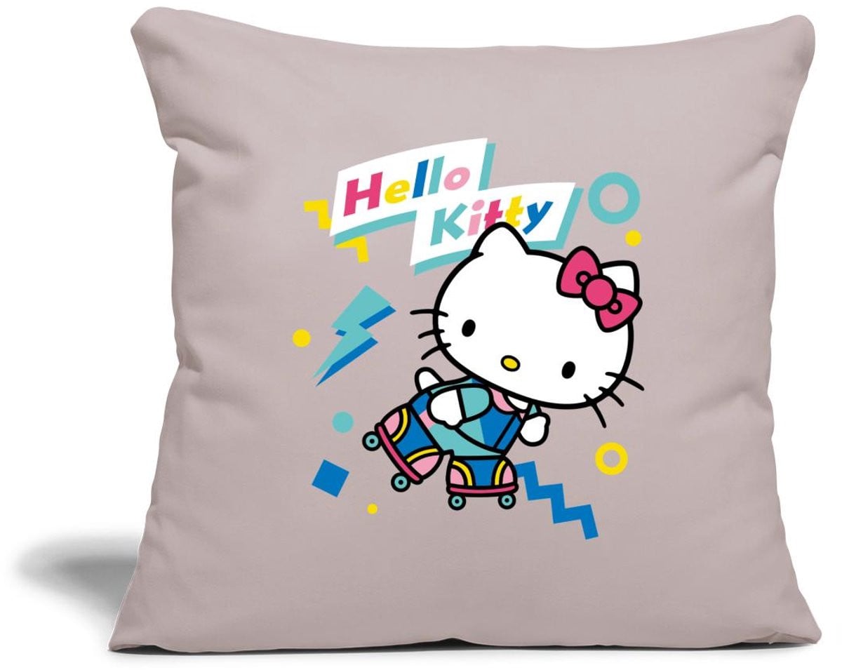 Spreadshirt Hello Kitty Jaren 90 Stijlen Met Rolschaatsen Sierkussenhoes voor volwassenen, 45 x 45 cm