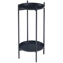 Helloshop26 - 2-stöckiger Pflanzenständer aus Metall 54 x 25 cm schwarz