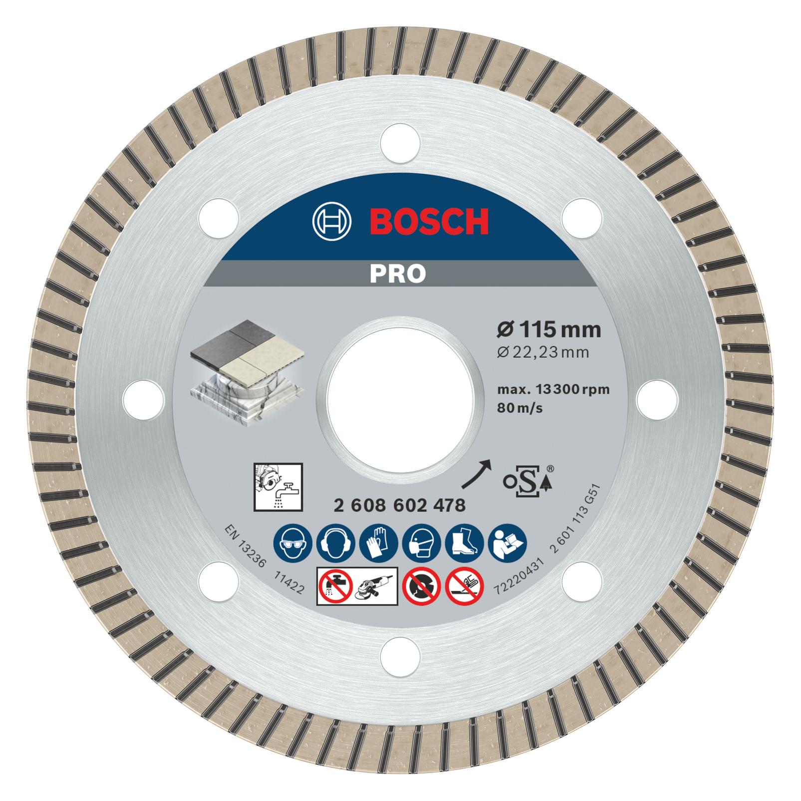 Bosch Professional Zubehör PRO Ceramic Diamanttrennscheibe, 115 x 22,23 mm (2608602478)