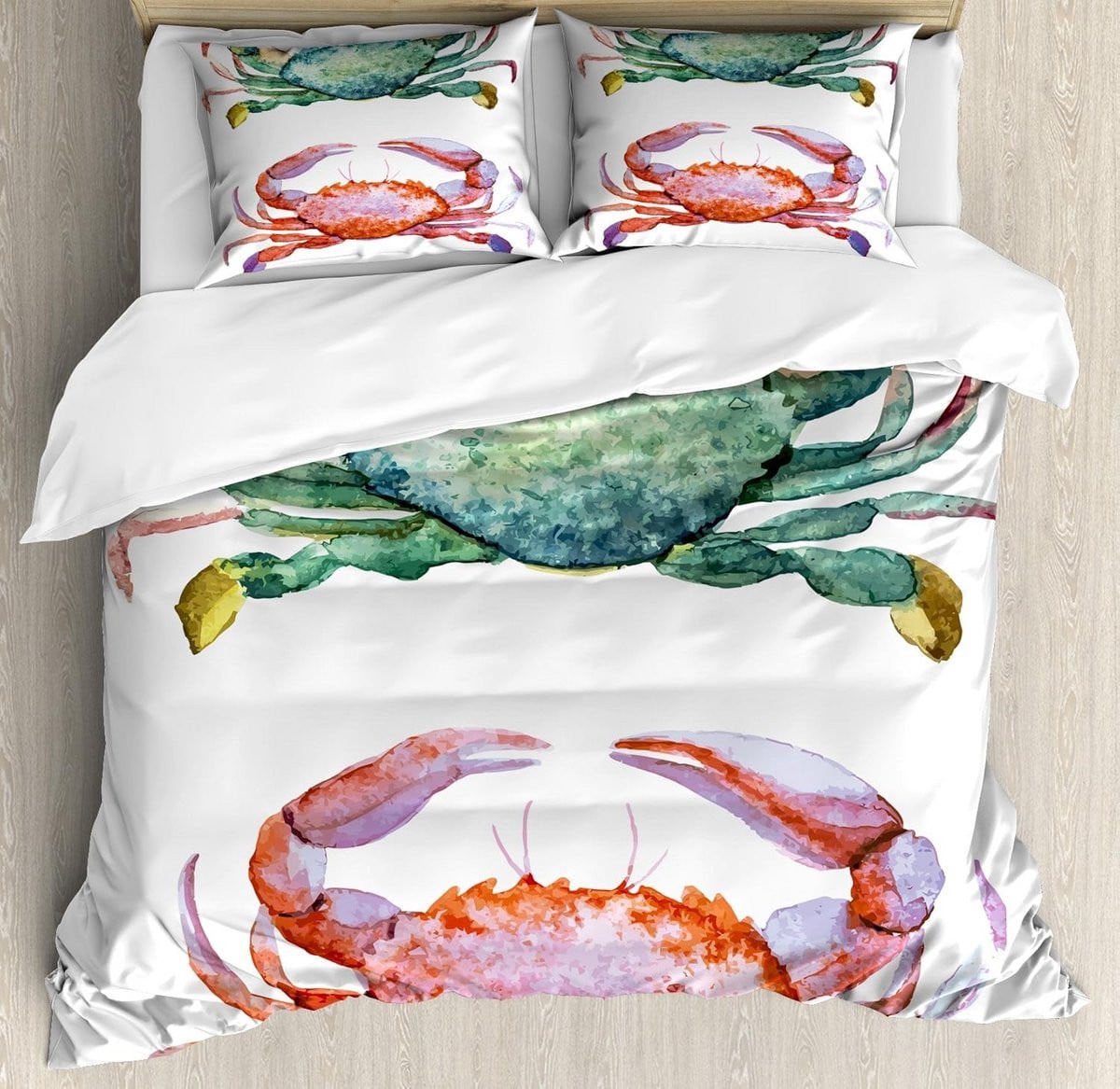 3-delige dekbedovertrek set met aquarel krabben print