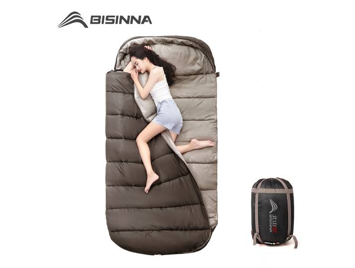 BISINNA Sac de couchage de camping extra large de 100 cm, léger, 4 saisons, sac large et ample, taille longue pour adulte, repos, randonnée, pêche
