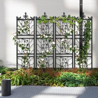 UNHO 2 Pack Metal Garden Trellis for Outdoor Patio Climbing Plants - 19.7x76.8 inch