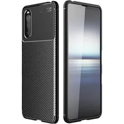 Screenguard Sony Xperia 10 III Hülle Carbon Design TPU Case (Sony Xperia 10 III), Smartphone Hülle, Schwarz