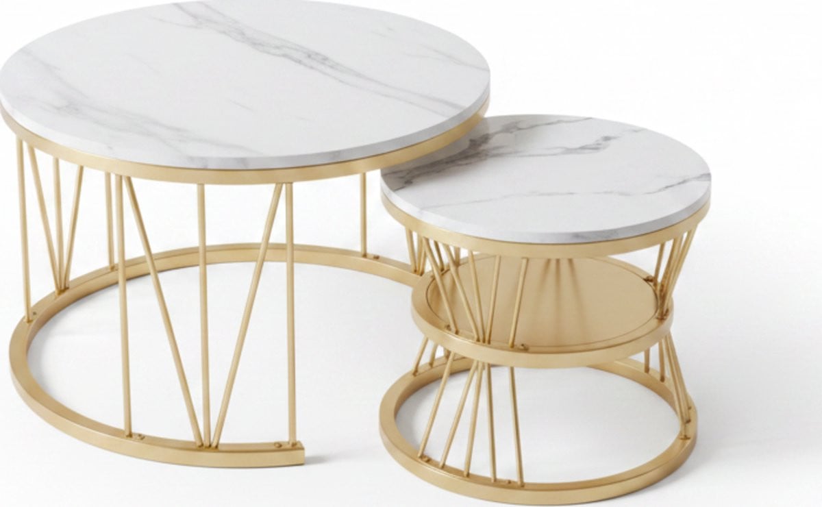 InAndOutdoorMatch Nestbare ronde salontafels met metalen frame