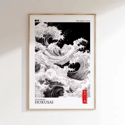 Inspire Picks Hokusai Wave & Mount Fuji Canvas Print Japanese Landscape Wall Decor 11 20x30cm Unframed
