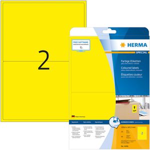 Herma Universaletiketten 4496, Special, gelb, 199,6 x 143,5mm, ablösbar, 20 Blatt, 40 Stück