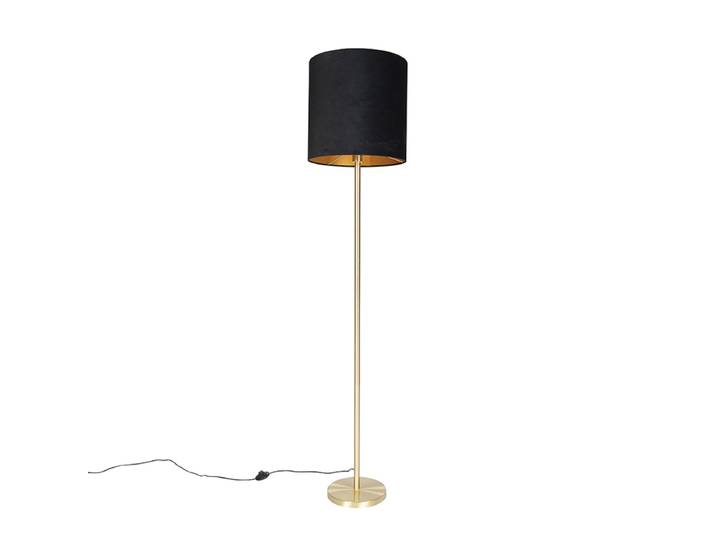 Lampadaire classique en laiton avec abat-jour noir 40 cm - Simplo