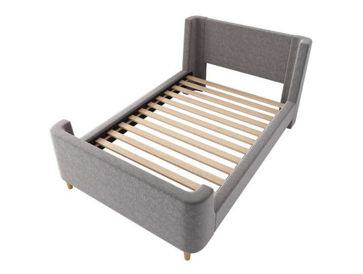Lit enfant rembourré en polyester gris 90 x 200 cm