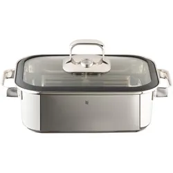WMF Dampfgarer Bräter 3,5l Glasdeckel Garblech Vitalis Compact Edelstahl, Pfanne + Kochtopf, Silber