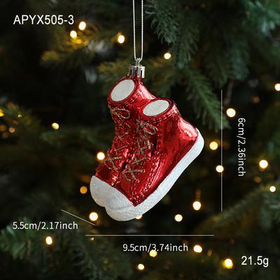 Modern Home Fixes Christmas Tree Pendant, Red White Cartoon Christmas Pendant, DIY Vertical Pendant For Family Holiday Decoration shoes