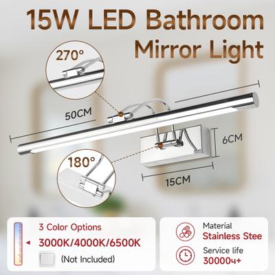 Fusion Finds Mirror Light Fixture With Tri Color Memory Mode For Bathroom Vanity & Makeup Mirror chrome 2