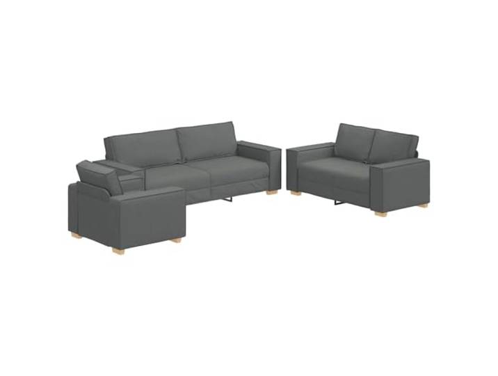 vidaXL Sofa 3 STK. Dunkelgrau Leinenmischgewebe Dieses Sofa-Set sieht super aus und passt gut zu verschiedenen Stilen, Es bietet bequem Platz für bis zu sechs Leute,
