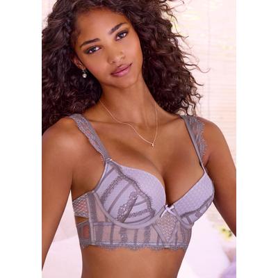 Push-up-BH LASCANA "BH mit Bügel, Super-Push-up-BH, Longline BH, Spitzen-BH", Damen, Gr. 85, Cup A, lila (mauve, lila), Spitze, Obermaterial: 60% Polyamid, 35% Polyester, 5% Elasthan, BHs Push-up-BH, als Dessous-Set kombinierbar, sexy Unterwäsche,...