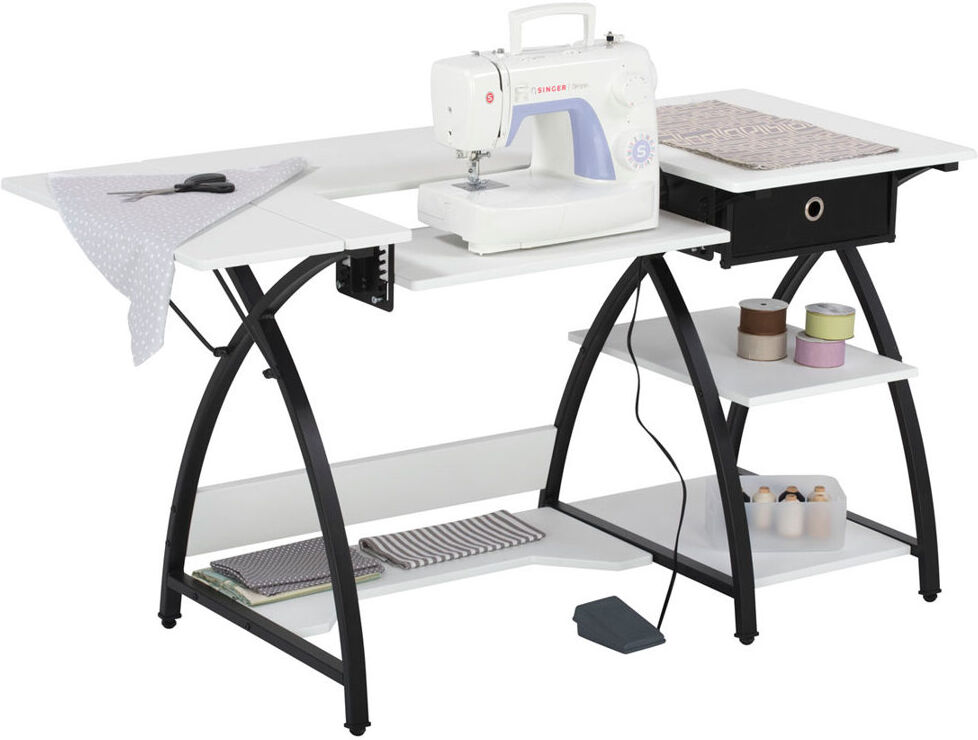 Symple Stuff Shandra 144.15cm x 59.69cm Foldable Sewing Table with Sewing Machine Platform Black 76.2cm H X 144.15cm W X 59.69cm D