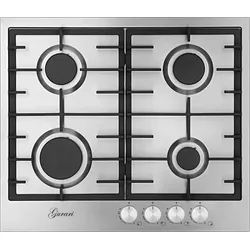 Gurari GCH FB 604 Gaskochfeld 60 cm, Edelstahl  4,0 KW WOK, 4 Gasbrenner,Autark