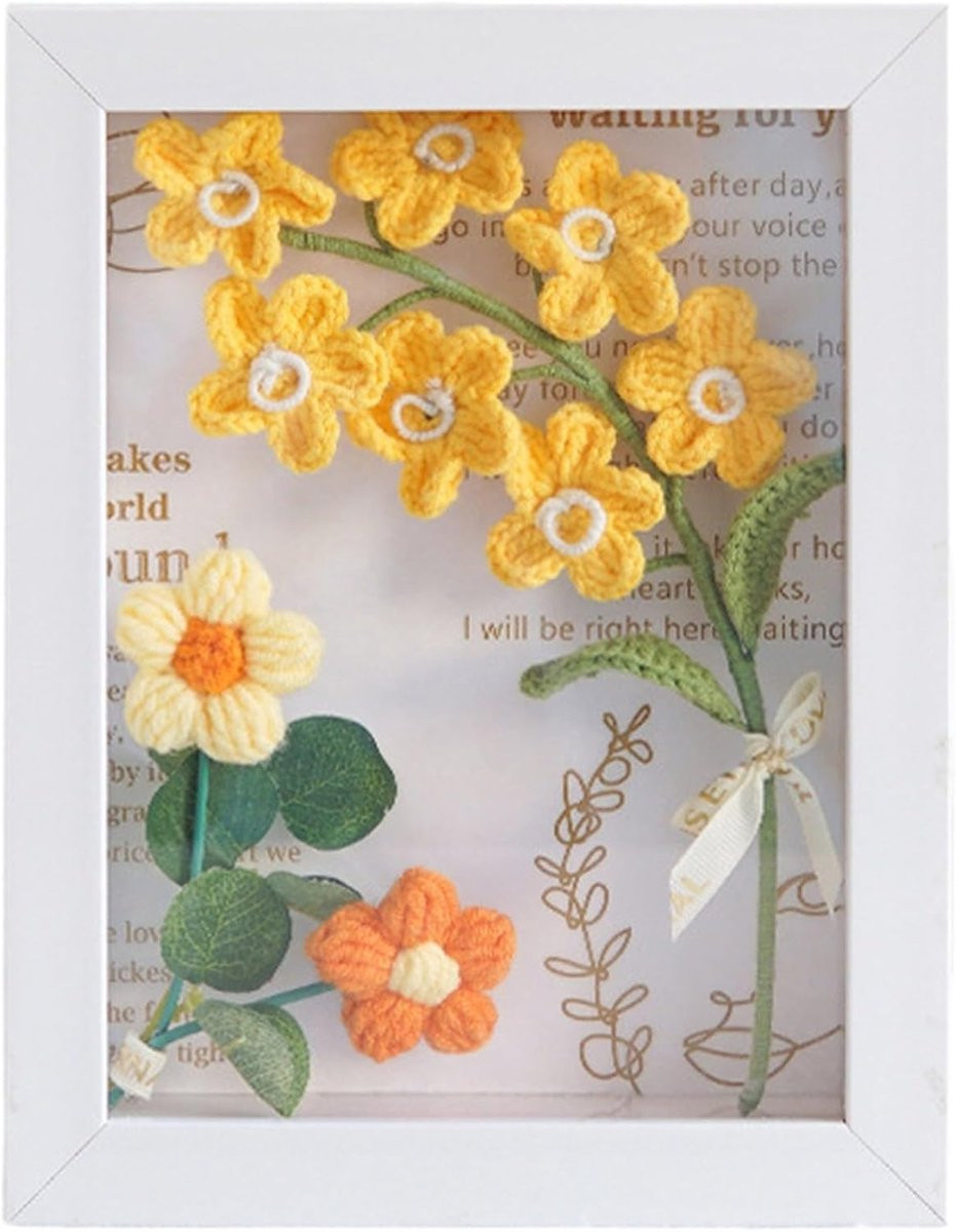Handgemaakt gehaakt zonnebloem boeket decoratie ornament - 245 x 31 cm