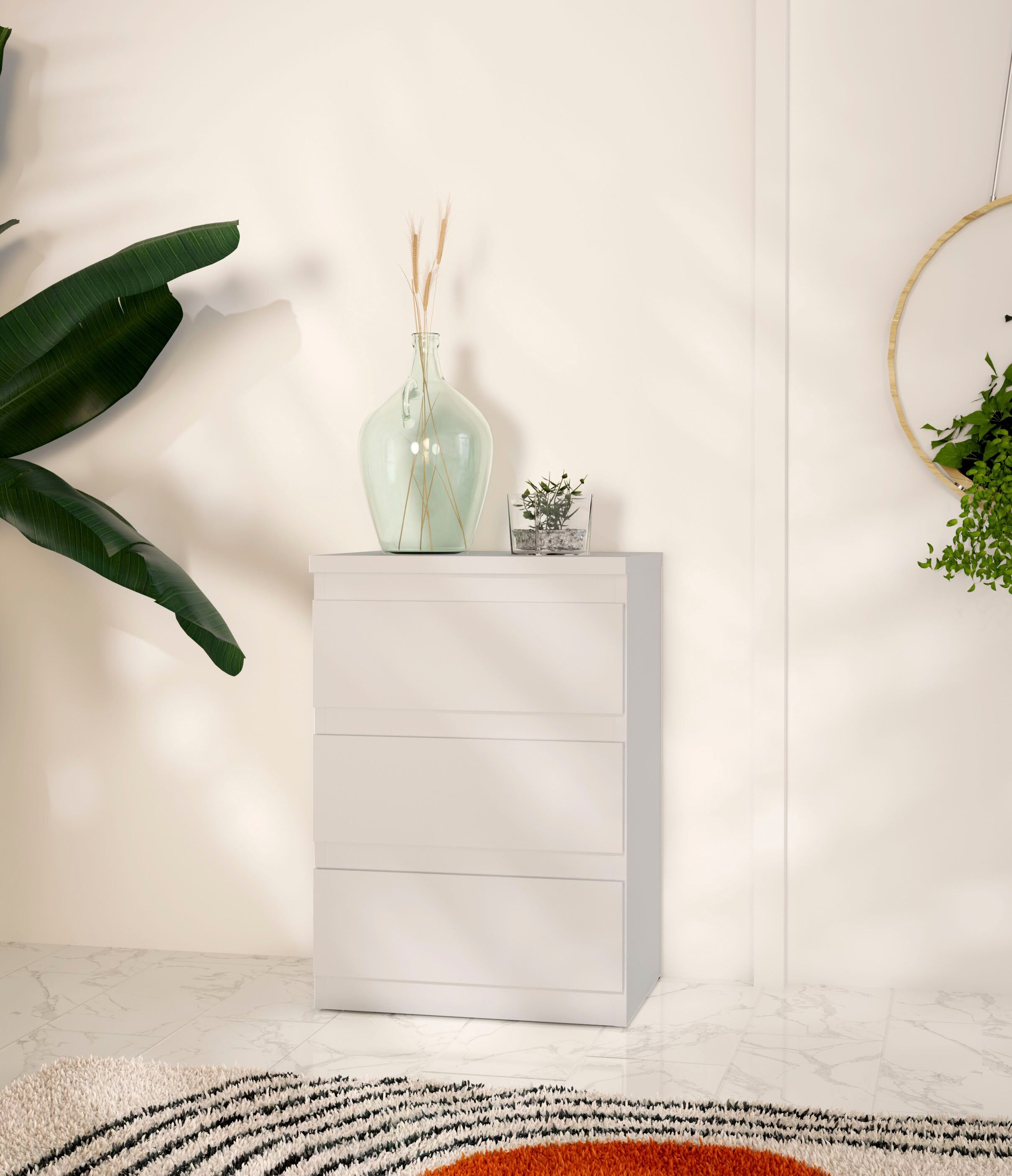Kommode FORTE "Edmore", weiß (secret grau), B:41,8cm H:61,5cm T:32,2cm, Holzwerkstoff, Sideboards, Kommode, Kommode, Boxspringbett, Stauraum