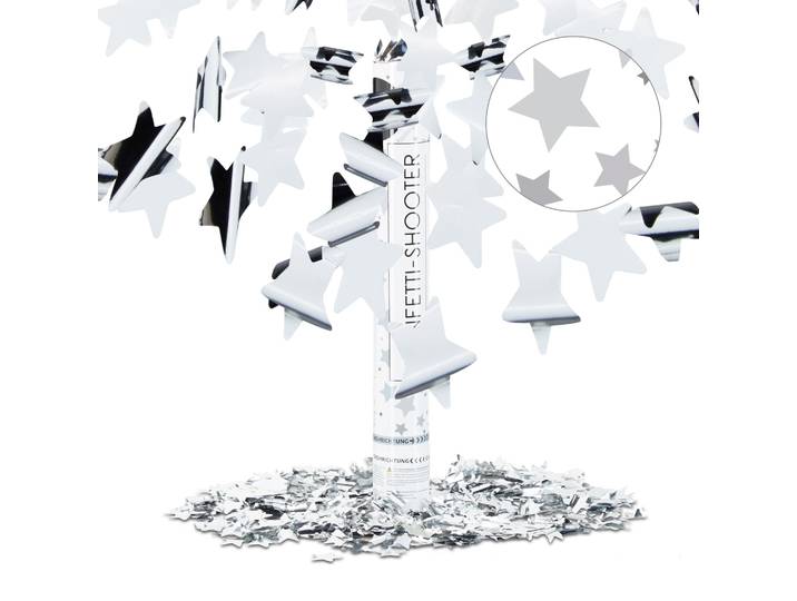 Party Popper Silber Sterne 40cm Silber