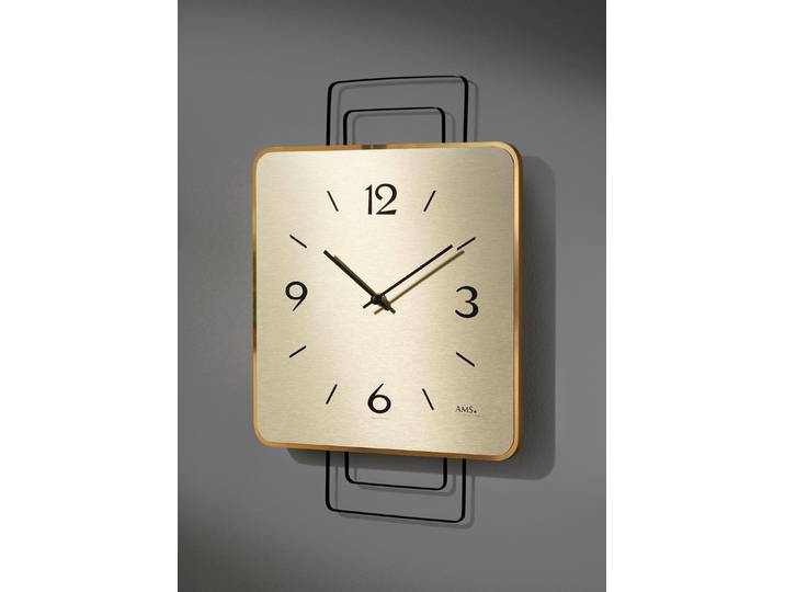 Wanduhr mit Holzgehäuse aus dem Hause AMS, Messing