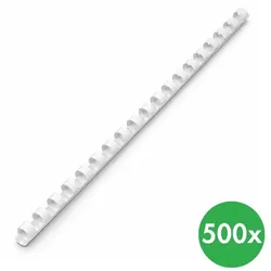 Plastikbinderücken 6 mm, weiß, Packung mit 500 Stück
