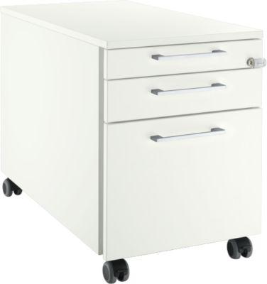 Schäfer Shop Select Rollcontainer 126, 3 Schübe, Griff eckig, weiß/weiß