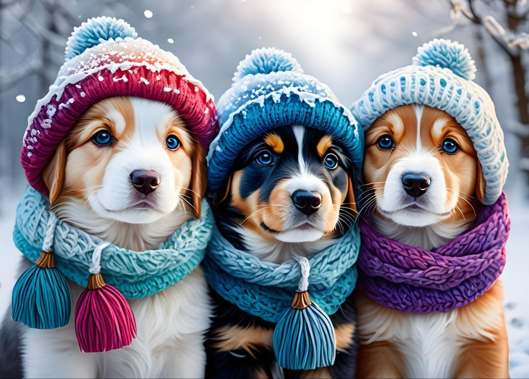 Bluebird Puzzel Honden in de winter 300 stukjes