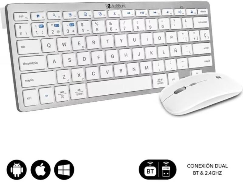 Subblim Oco010 Teclado Y Ratón Inalámbrico Multidispositivo Compacto Talla Única Unisex