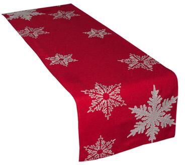 Manor Luxe Glisten Embroidered Christmas Table Runner, 16 by 90-Inch, Red