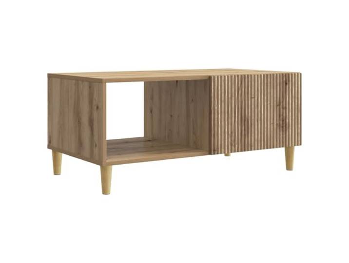 Couchtisch Eiche Artisan 90 x 50 x 40 cm Engineering Holz Niedriges Rechteck, Vintage-Stil, 90° schwenkbare Tür, Fächer für Kleinigkeiten, pflegeleicht