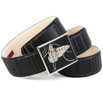 Ledergürtel ANTHONI CROWN, Damen, Gr. 95, schwarz, Leder, unifarben, Gürtel Ledergürtel, Automatik Gürtel mit floralem Design