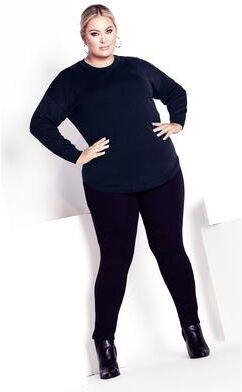 Plus Size Women's Tully Curved Hem Sweater by Avenue in Midnight (Size 14)