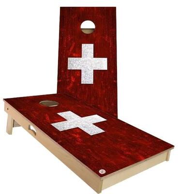 Skip's Garage Switzerland Flag Outdoor Cornhole Board Set