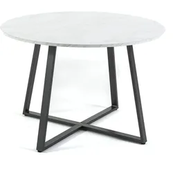 RATTATAN Runder Tisch Ø110 cm mit Laminatplatte und Metallgestell, elegantes und modernes Design, ideal für Küche, Esszimmer oder Büro–DAMIANO/Marmor