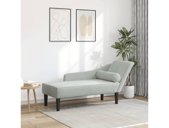 vidaXL Chaiselongue, Chaiselongue mit Kissen Hellgrau Samt