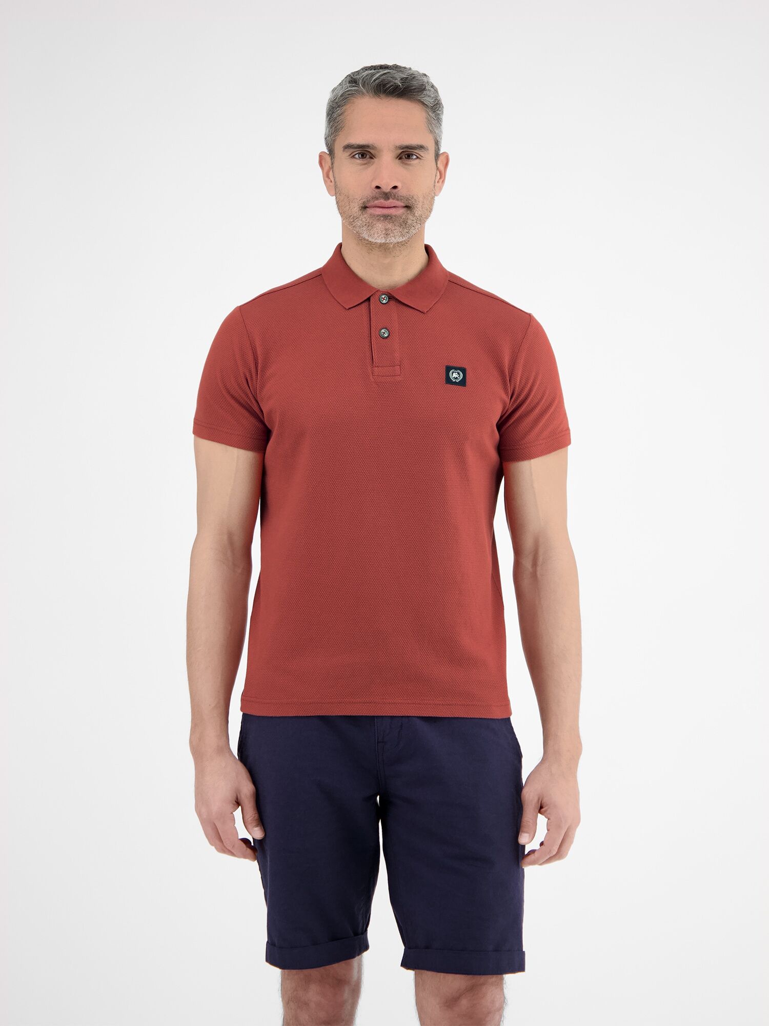Poloshirt LERROS "Poloshirt in weicher Waffelpiquéqualität", Herren, Gr. S, rot (earth rot), 100% Baumwolle, Rundhals, Shirts Poloshirt earth rot S