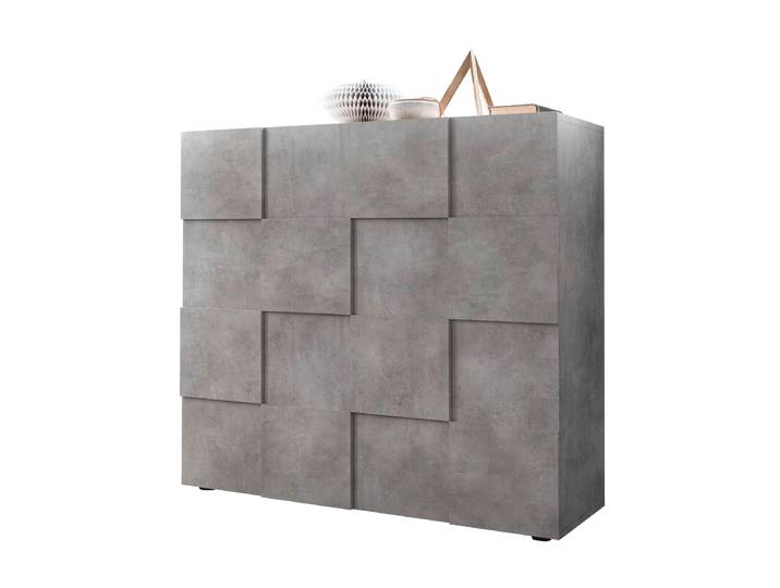 Highboard HOME AFFAIRE Dama Höhe 111 cm, Breite 121 cm, Kommode 2 Türen, Hochkommode , grau (beton, optik), Sideboards, Highboard, Front in 3D-Optik, viel Stauraum, verschiedene Farben